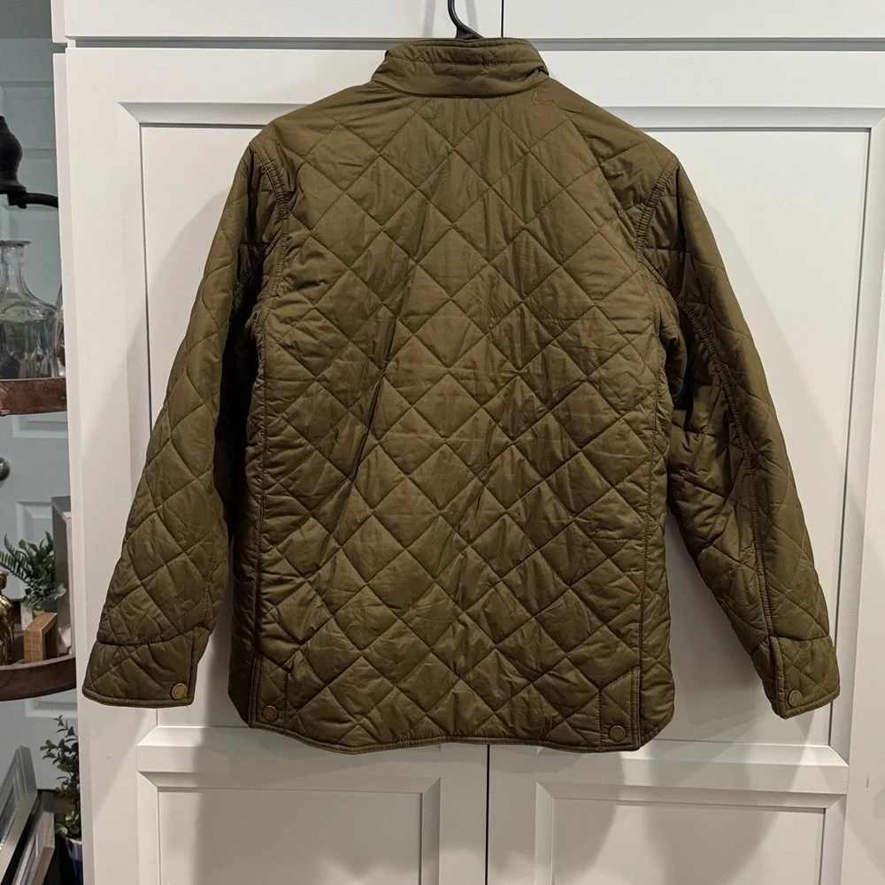 Polo Ralph Lauren kids size 14/16 Large green quilted snap front barn coat